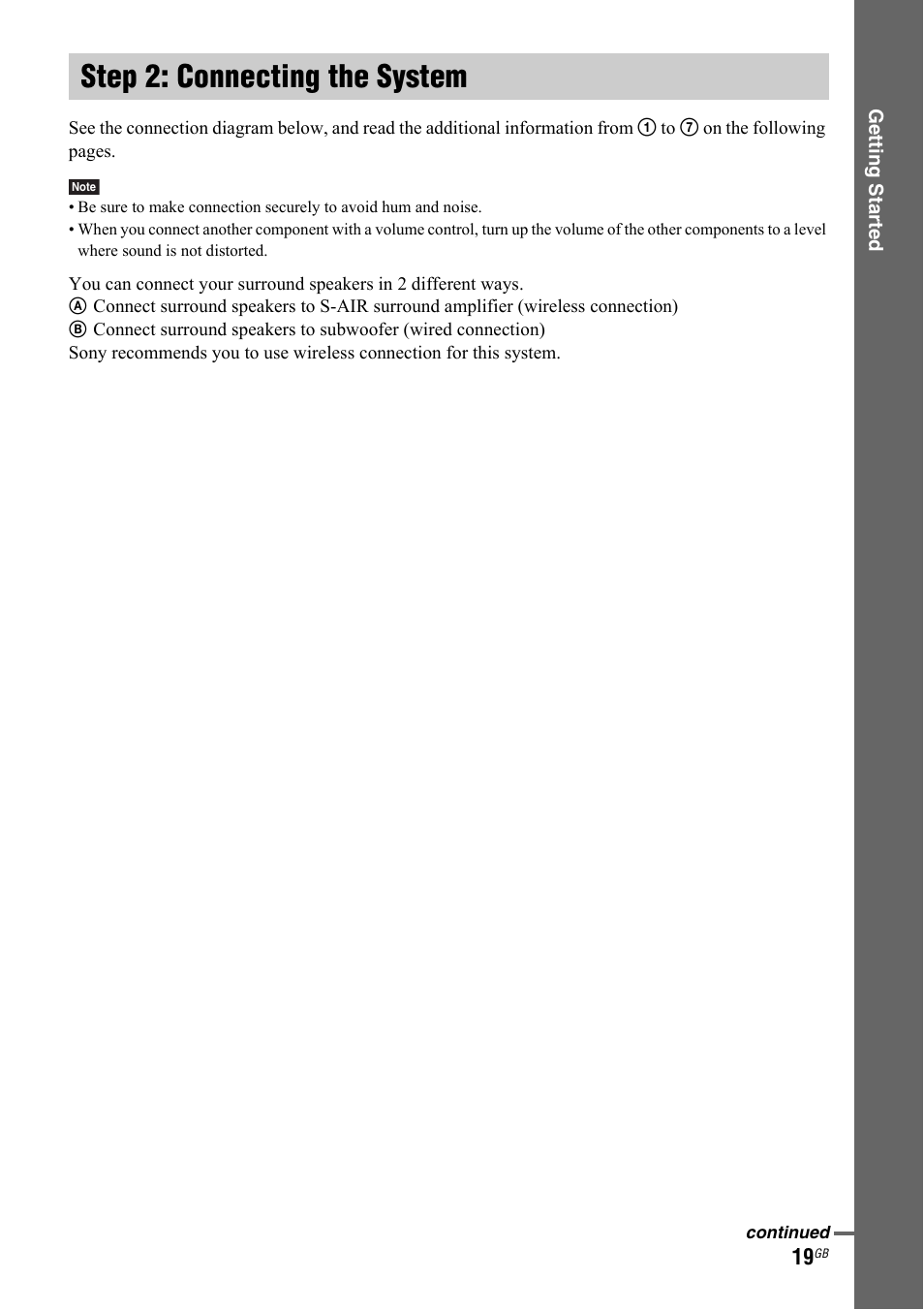 Step 2: connecting the system | Sony 3-299-549-12(1) User Manual | Page 19 / 127