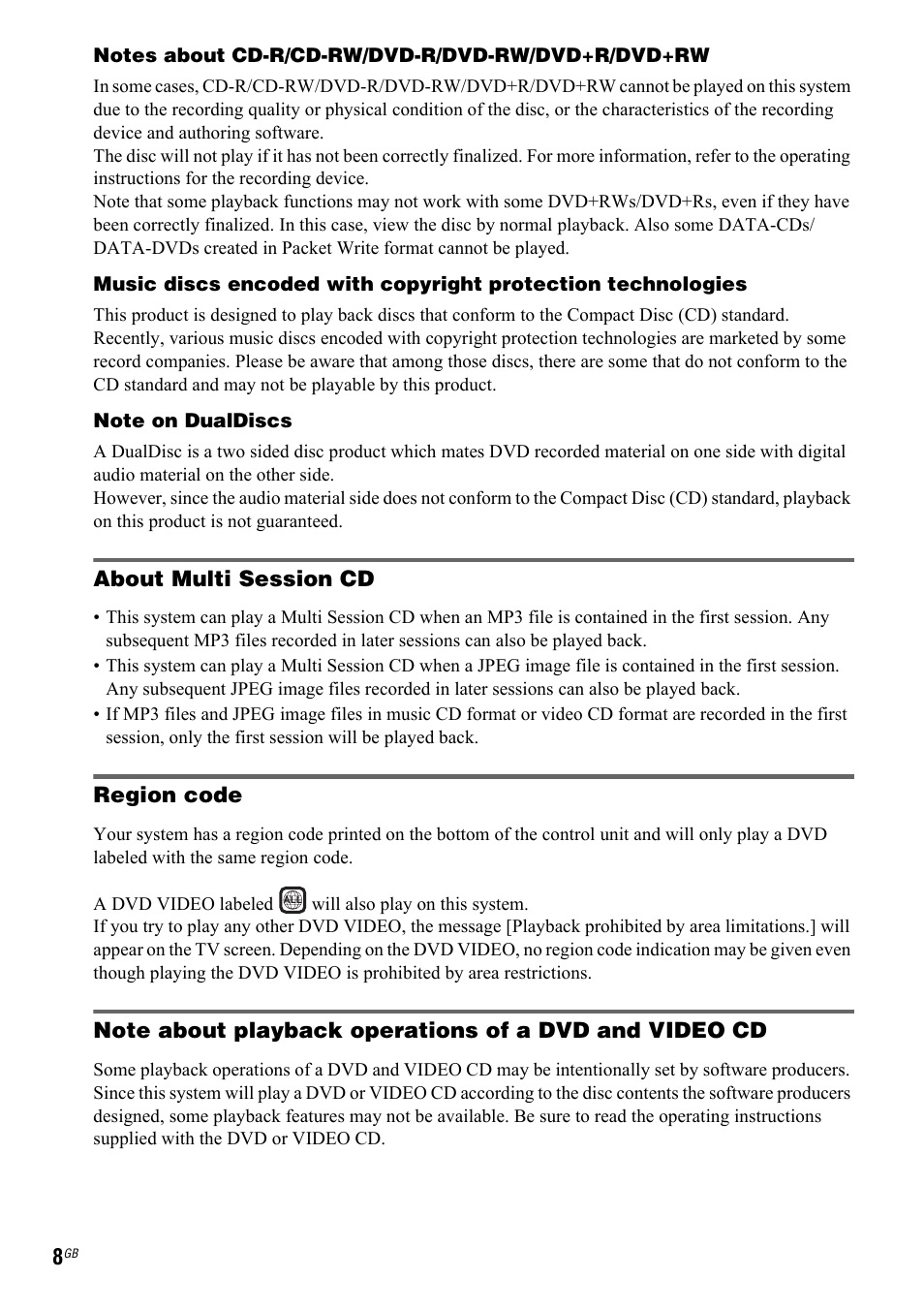 Sony 3-299-549-12(1) User Manual | Page 8 / 127