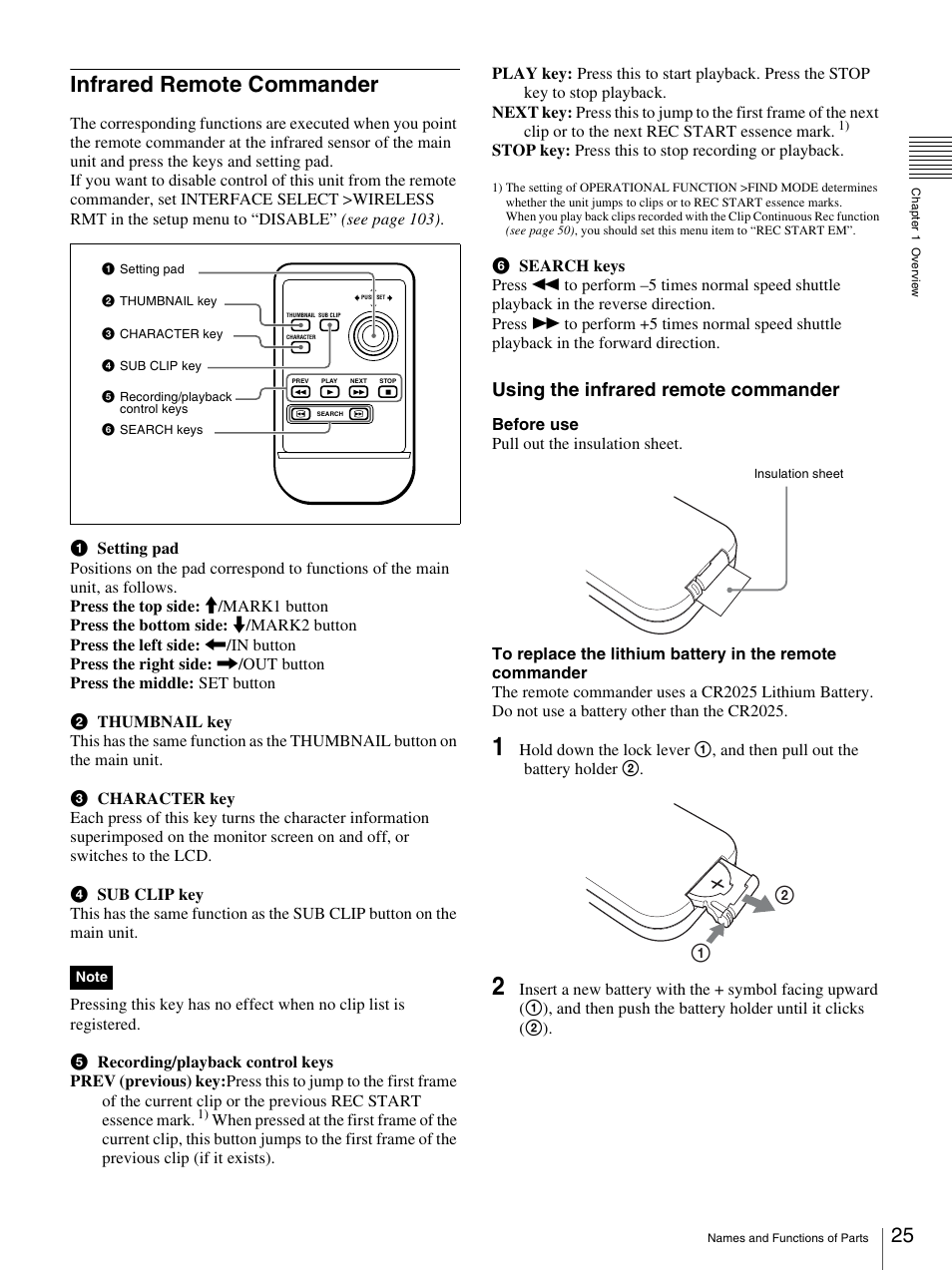 Infrared remote commander, Using the infrared remote commander | Sony 3-270-589-12 (1) User Manual | Page 25 / 135