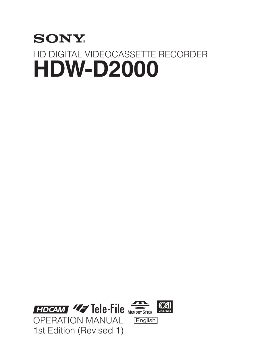 Sony HDW-D2000 User Manual | 147 pages