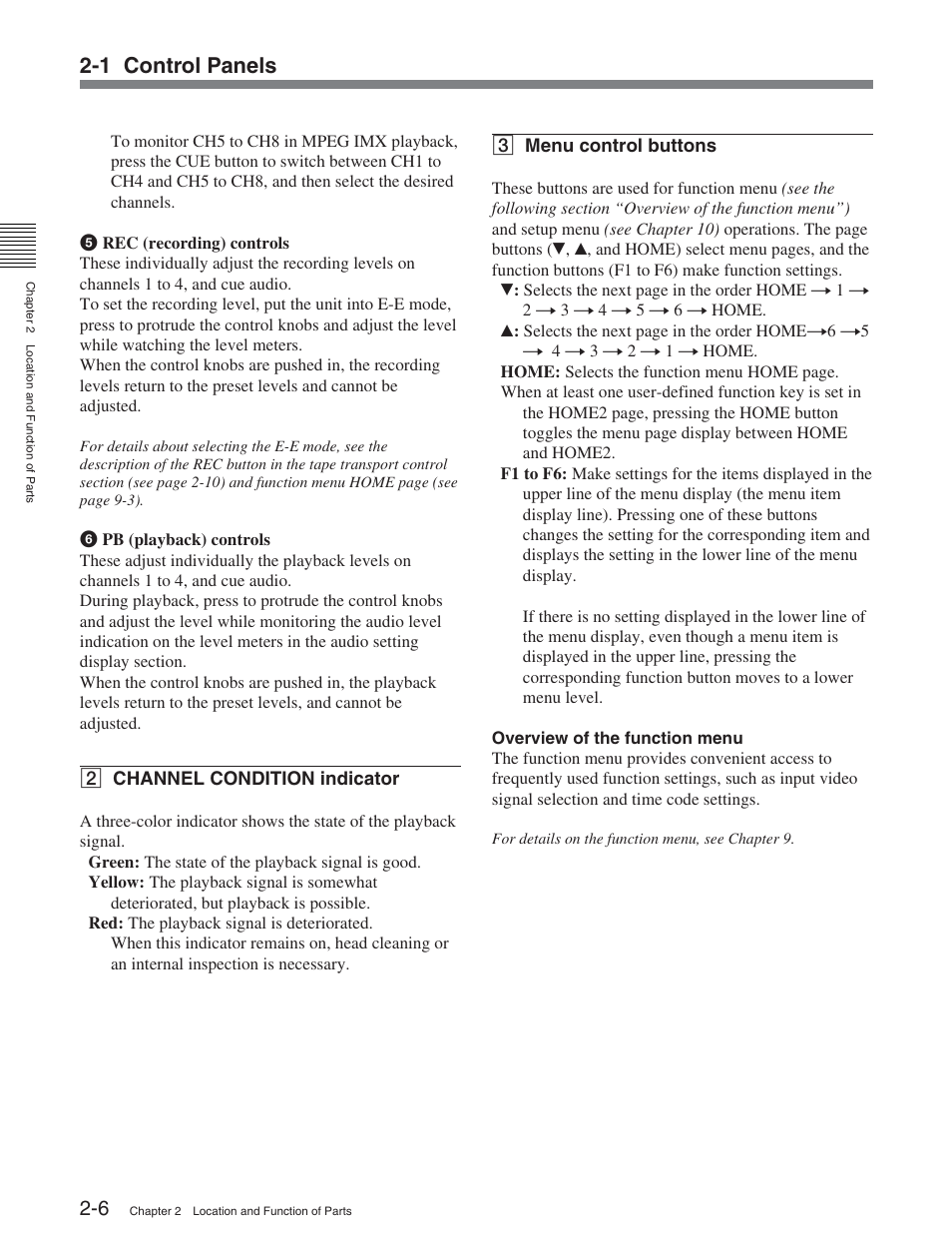 1 control panels | Sony HDW-D2000 User Manual | Page 13 / 147