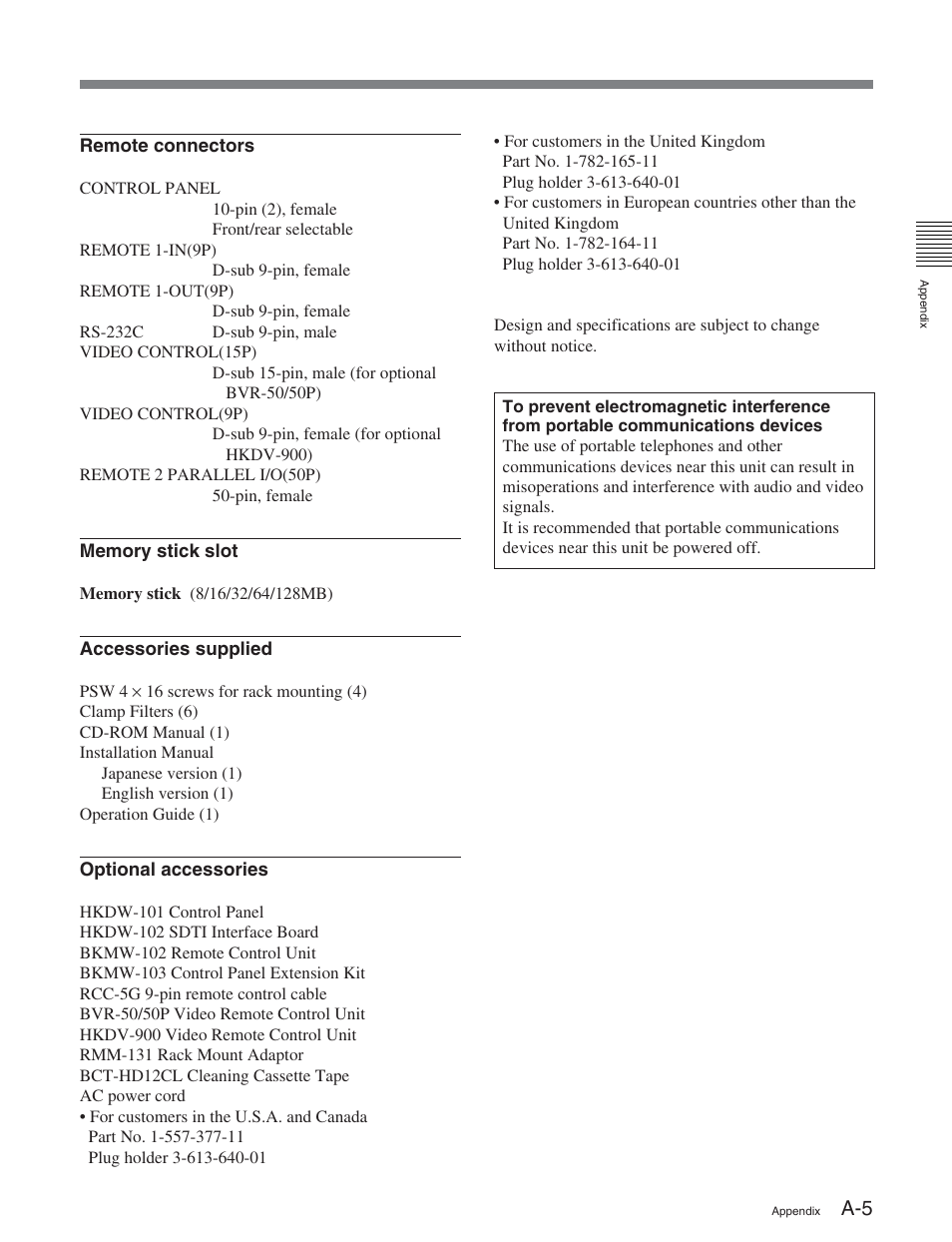 Sony HDW-D2000 User Manual | Page 141 / 147