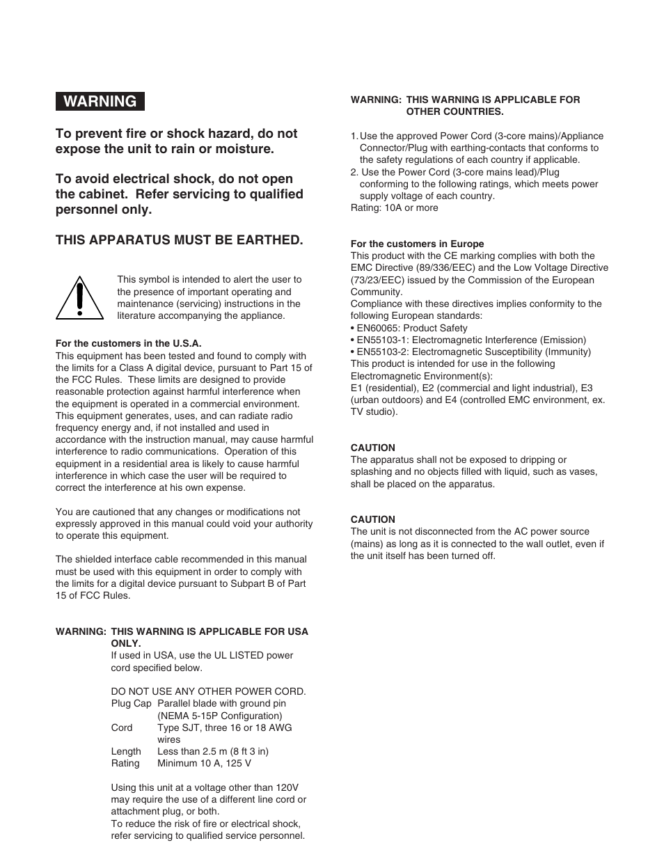 Warning | Sony HDW-D2000 User Manual | Page 2 / 147