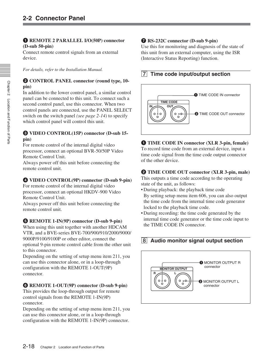 2 connector panel | Sony HDW-D2000 User Manual | Page 25 / 147