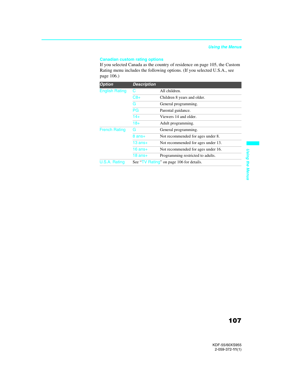 Sony GRAND WEGA KDF-55XS955 User Manual | Page 107 / 129