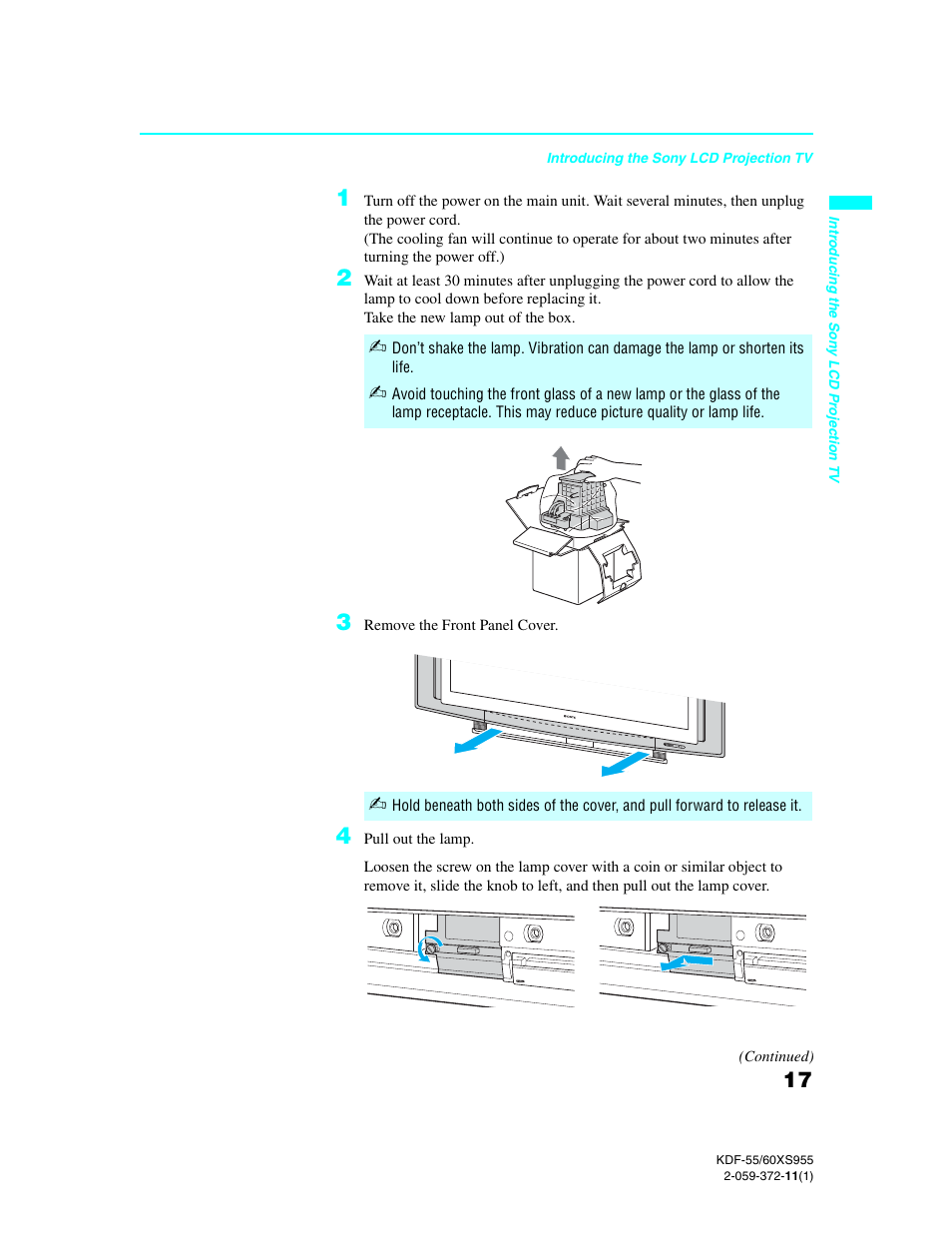 Sony GRAND WEGA KDF-55XS955 User Manual | Page 17 / 129