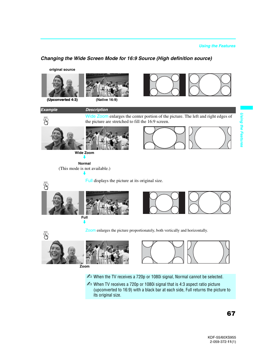 Sony GRAND WEGA KDF-55XS955 User Manual | Page 67 / 129