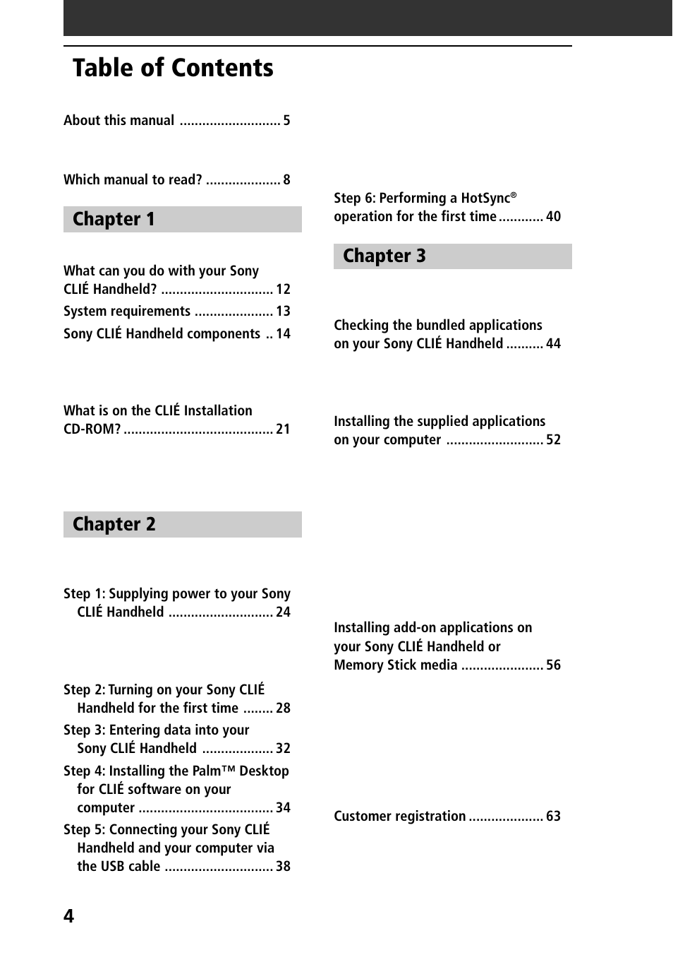 Sony PEG-SJ30 User Manual | Page 4 / 68