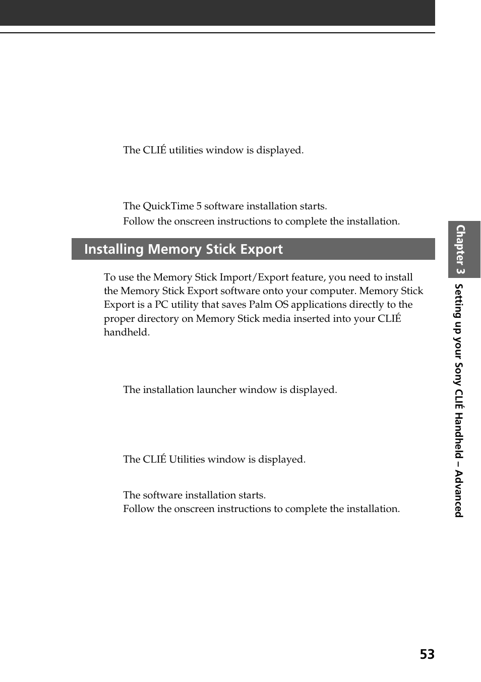 Installing memory stick export | Sony PEG-SJ30 User Manual | Page 53 / 68