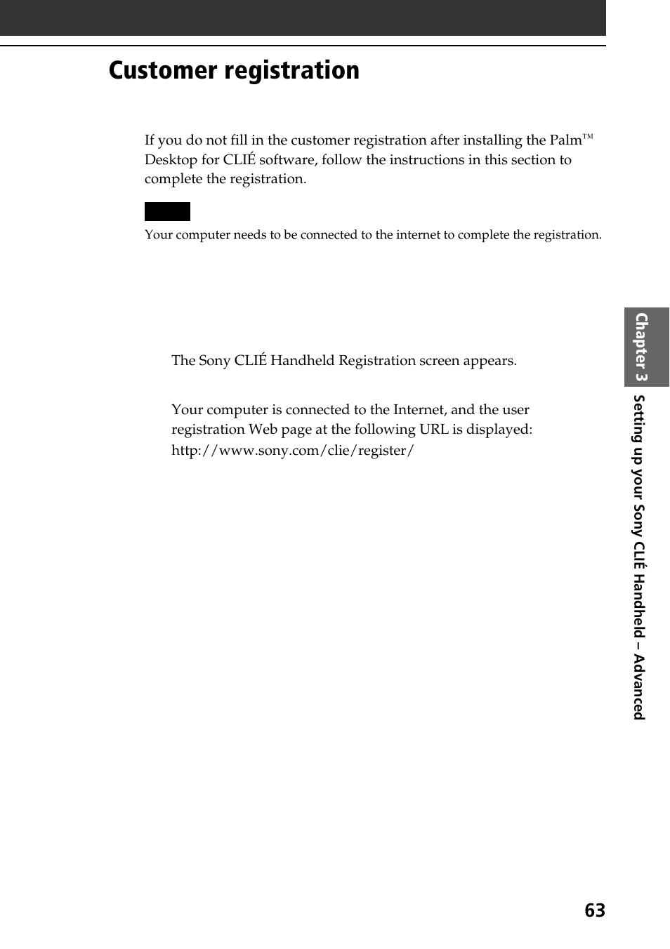 Customer registration | Sony PEG-SJ30 User Manual | Page 63 / 68