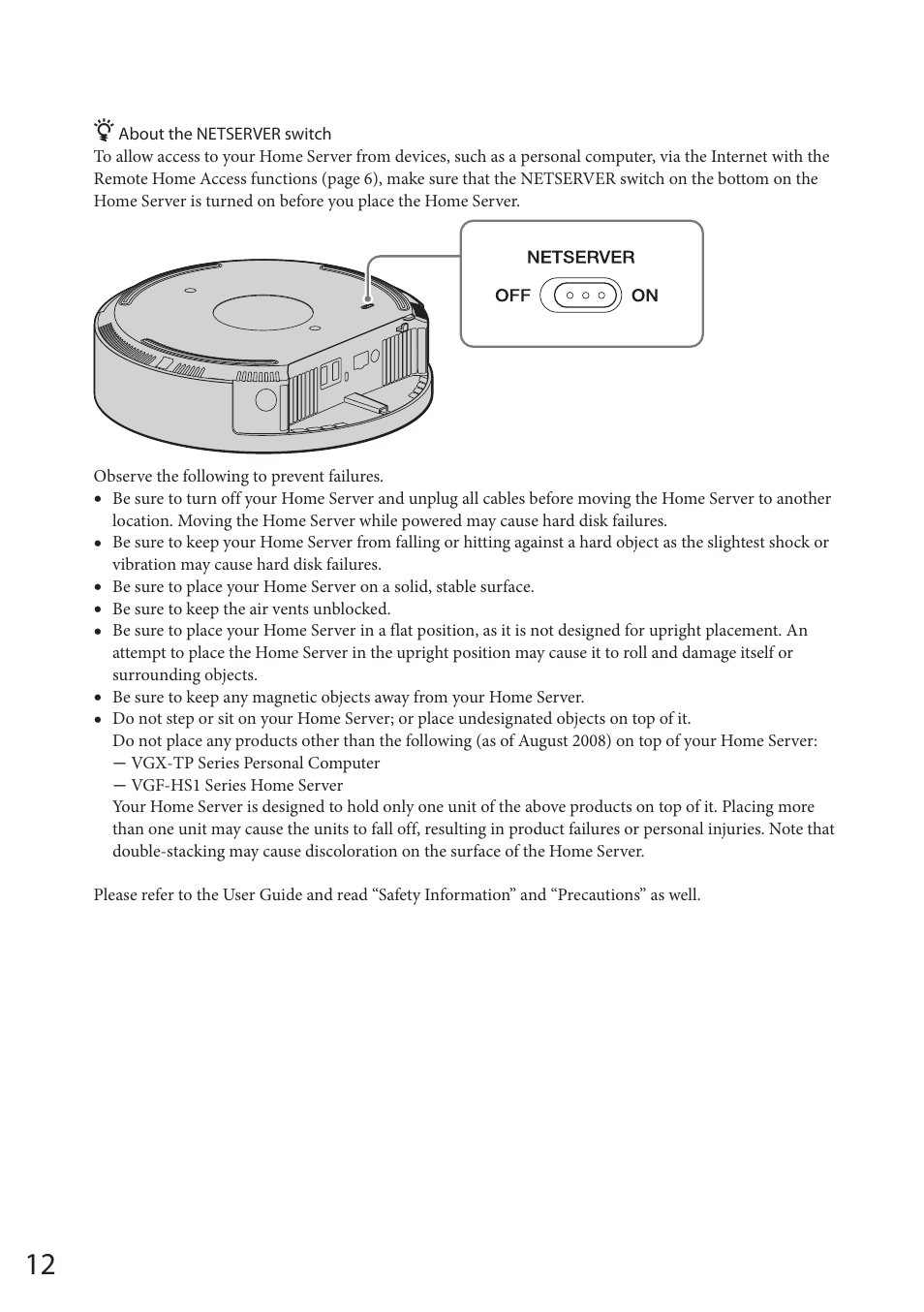 Sony VAIO VGF-HS1 User Manual | Page 12 / 48