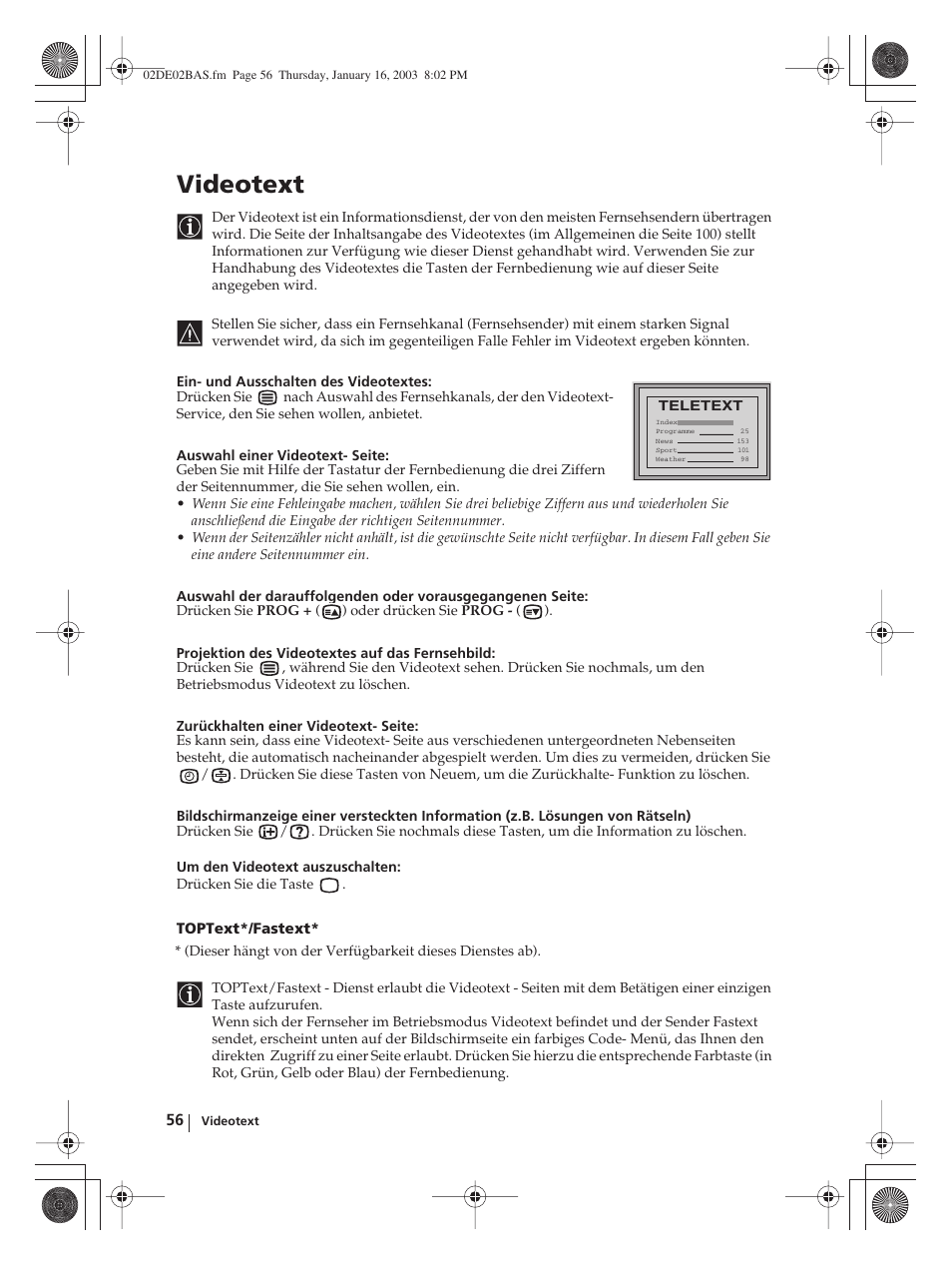 Videotext, Toptext*/fastext | Sony WEGA KLV-30MR1 User Manual | Page 132 / 304