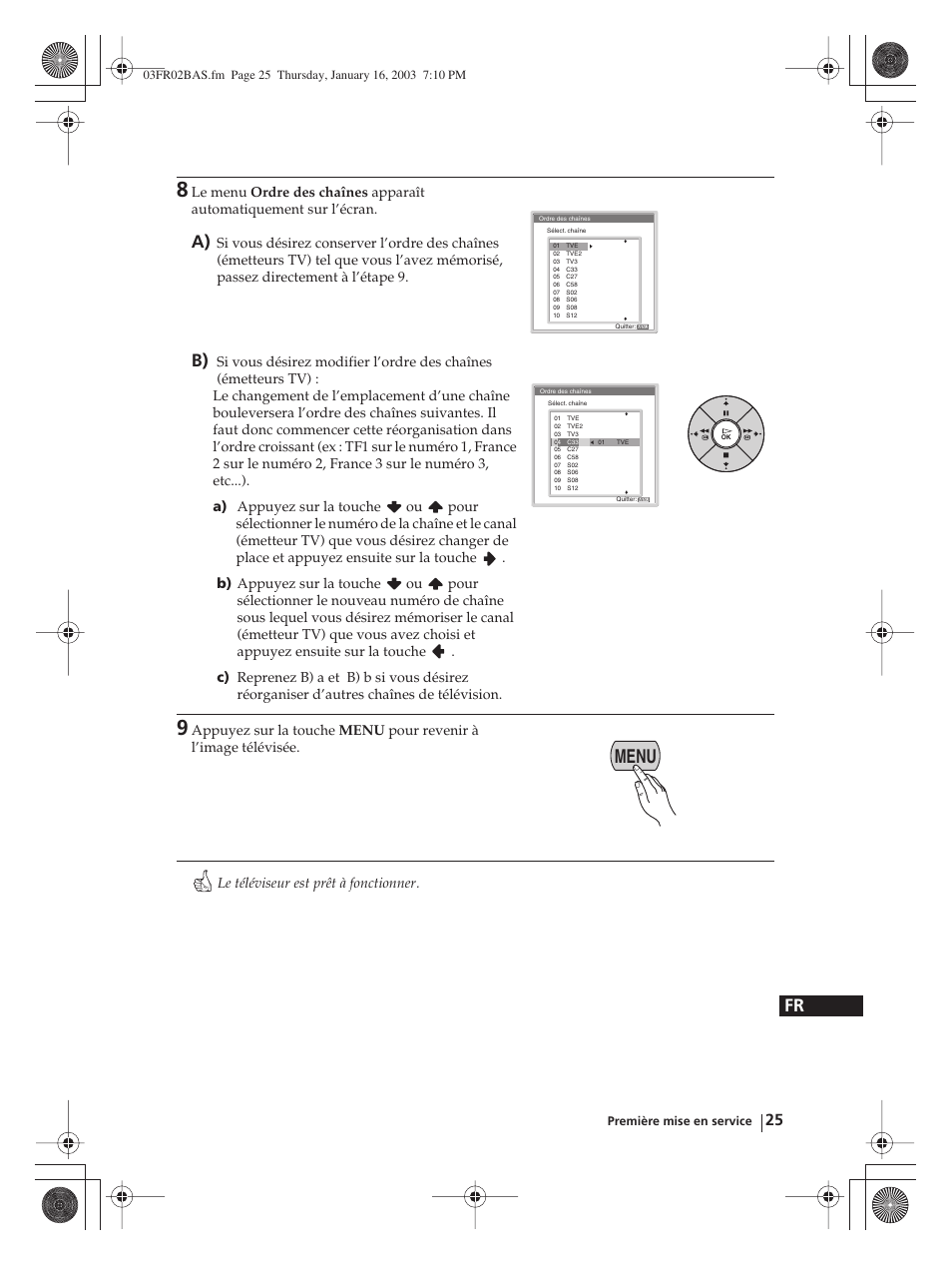 Menu | Sony WEGA KLV-30MR1 User Manual | Page 175 / 304