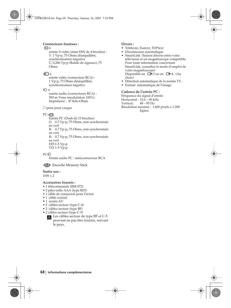Sony WEGA KLV-30MR1 User Manual | Page 218 / 304