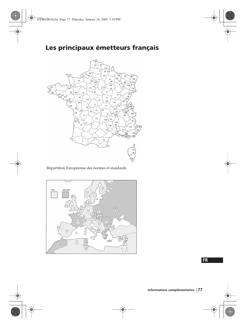 Les principaux émetteurs français | Sony WEGA KLV-30MR1 User Manual | Page 227 / 304