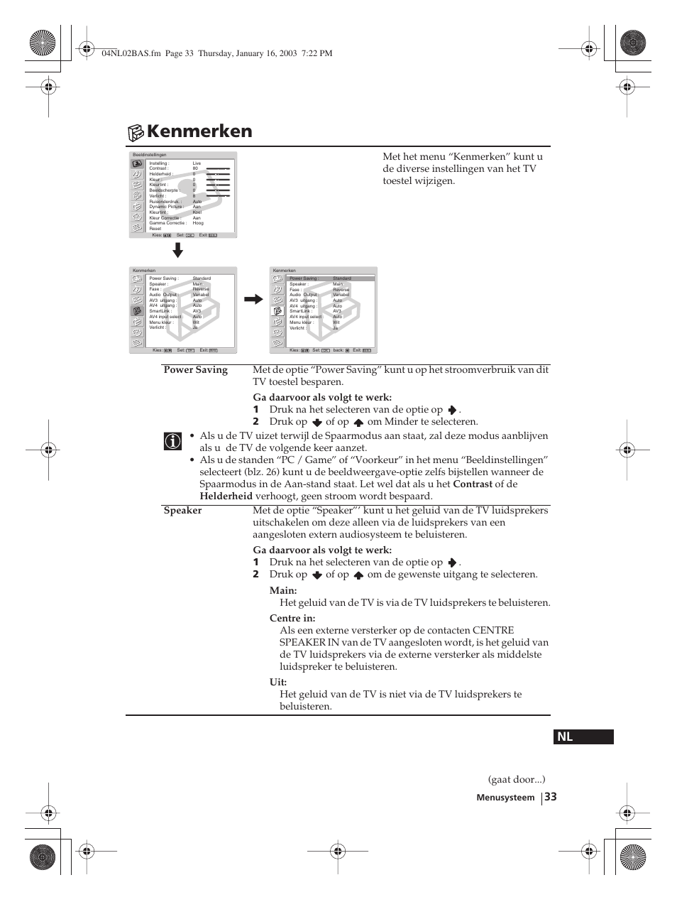 Kenmerken | Sony WEGA KLV-30MR1 User Manual | Page 261 / 304
