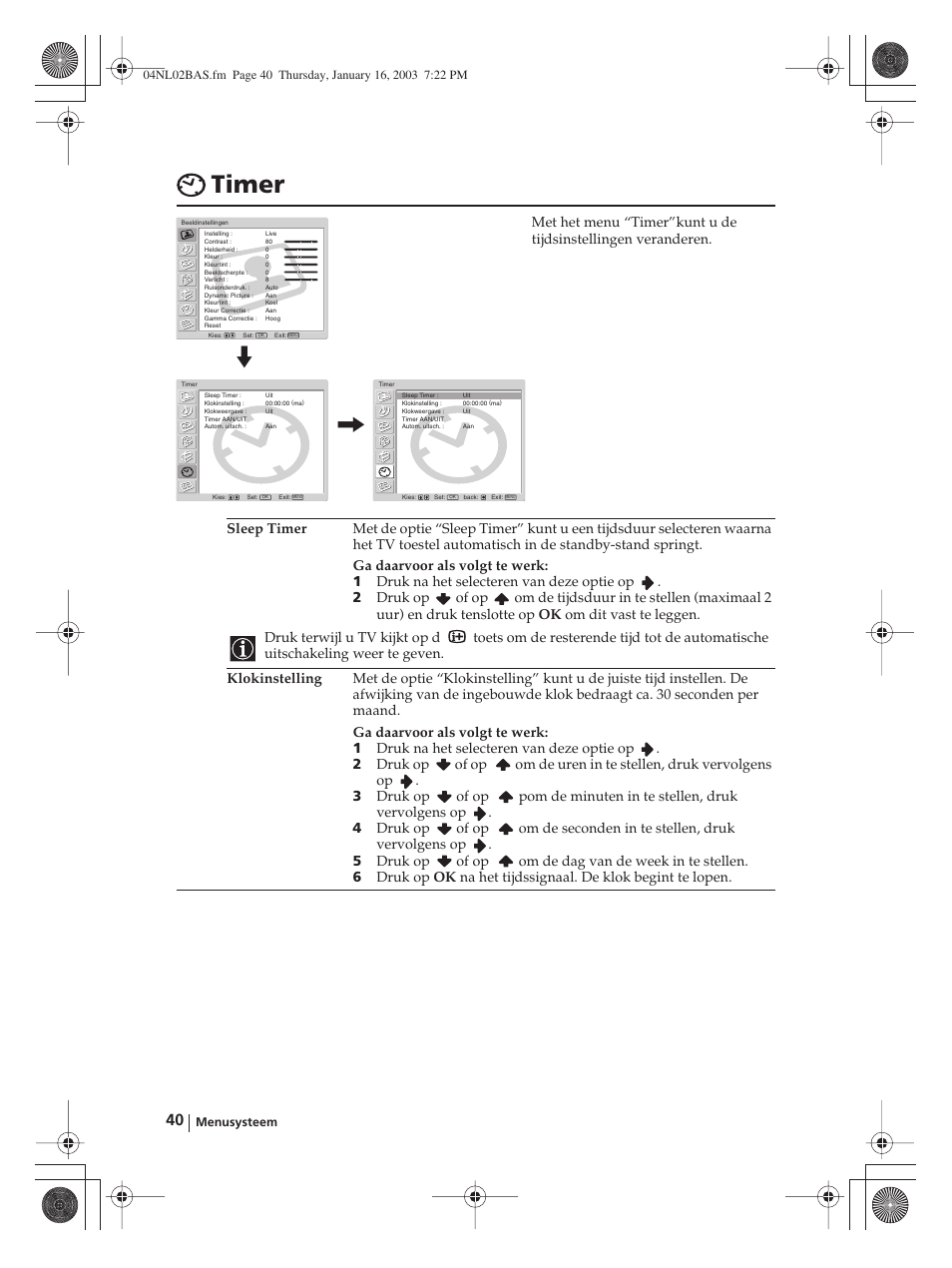 Timer | Sony WEGA KLV-30MR1 User Manual | Page 268 / 304