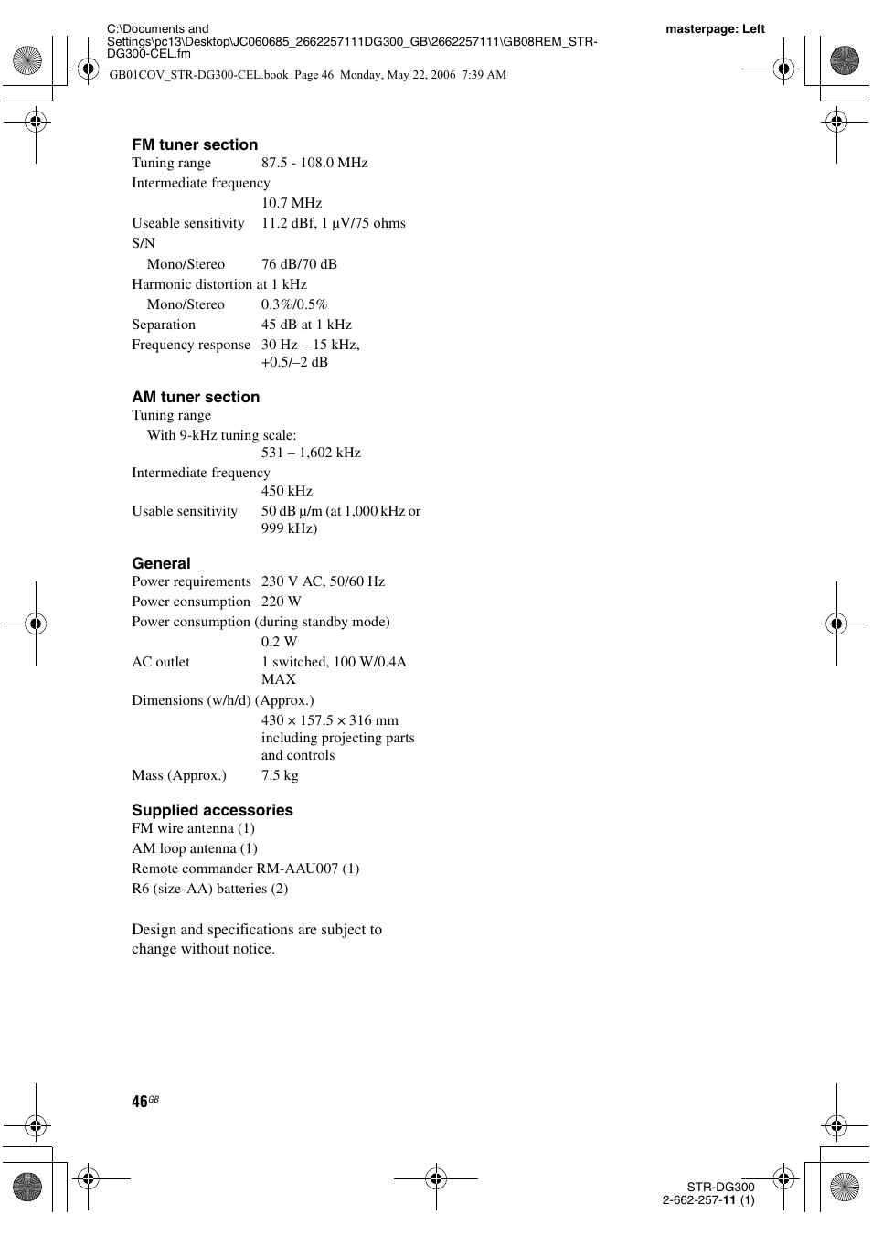 Sony STR-DG300 User Manual | Page 46 / 48