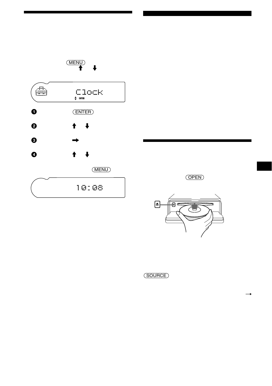Réglage de l’horloge, Lecteur cd lecteur cd ou md (en option), Lecture d’un disque | 9réglage de l’horloge | Sony CDX-CA900X User Manual | Page 37 / 84