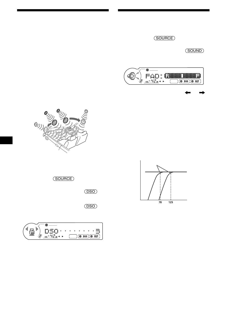 Réglage du répartiteur dynamique du son émis (dso), Réglage du volume avant et arrière, Réglage du répartiteur dynamique du son émis | Dso) | Sony CDX-CA900X User Manual | Page 48 / 84