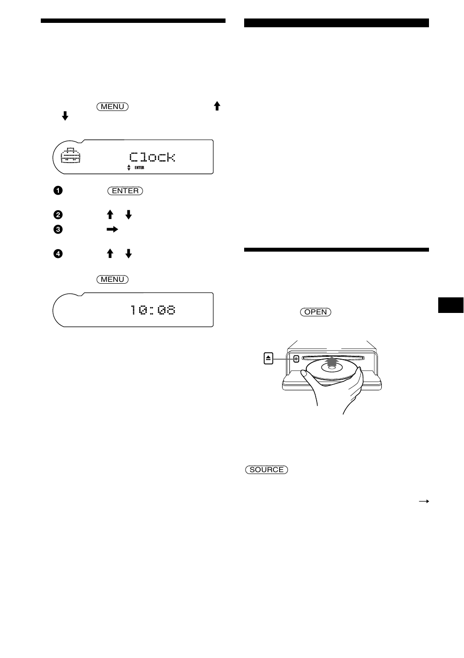 Ajuste del reloj, Reproductor de cd unidad de cd/md (opcional), Reproducción de discos | 9ajuste del reloj | Sony CDX-CA900X User Manual | Page 65 / 84