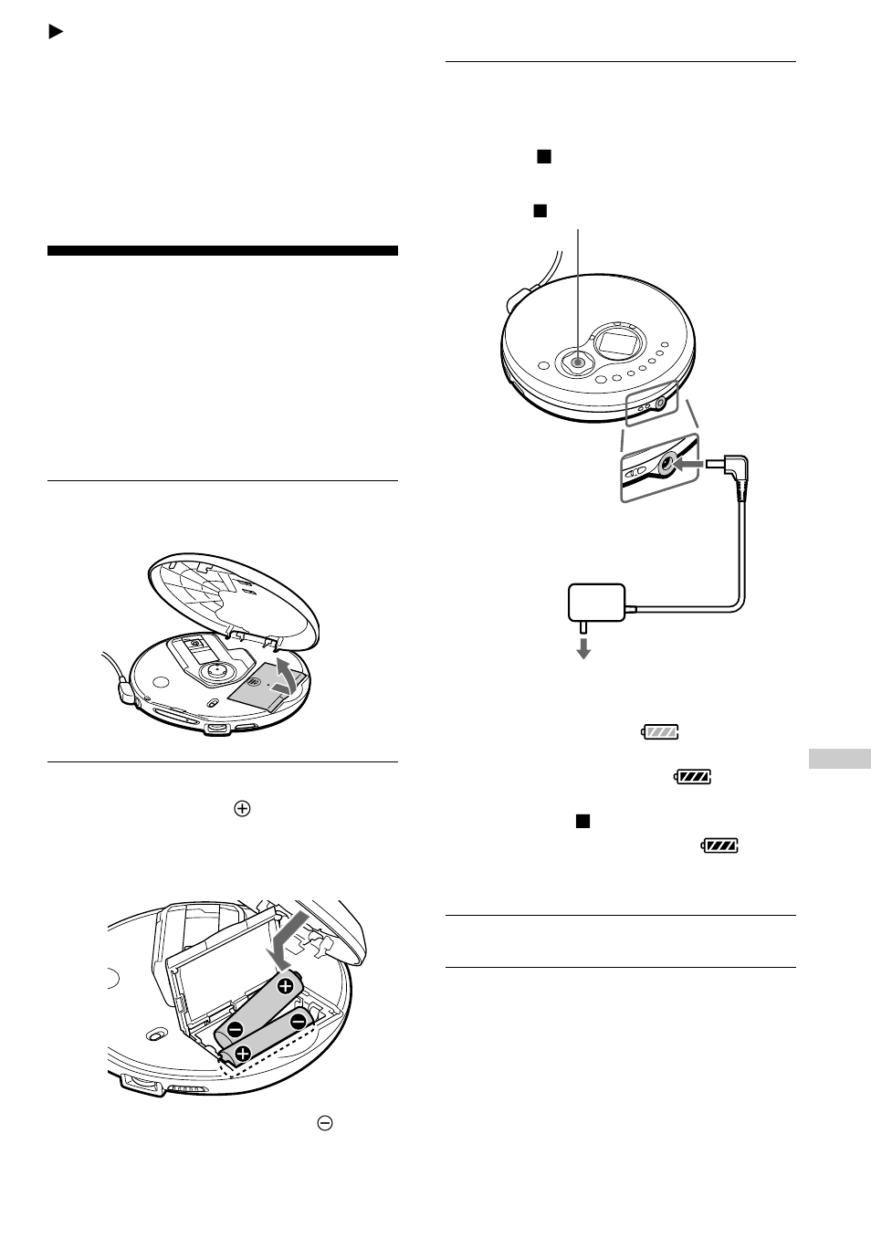 Connecting to a power source, Using the rechargeable batteries | Sony D-FJ401 User Manual | Page 21 / 32