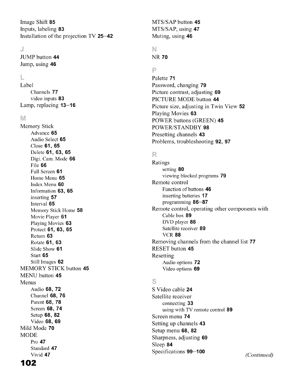 Sony KFO50WE610 User Manual | Page 102 / 104