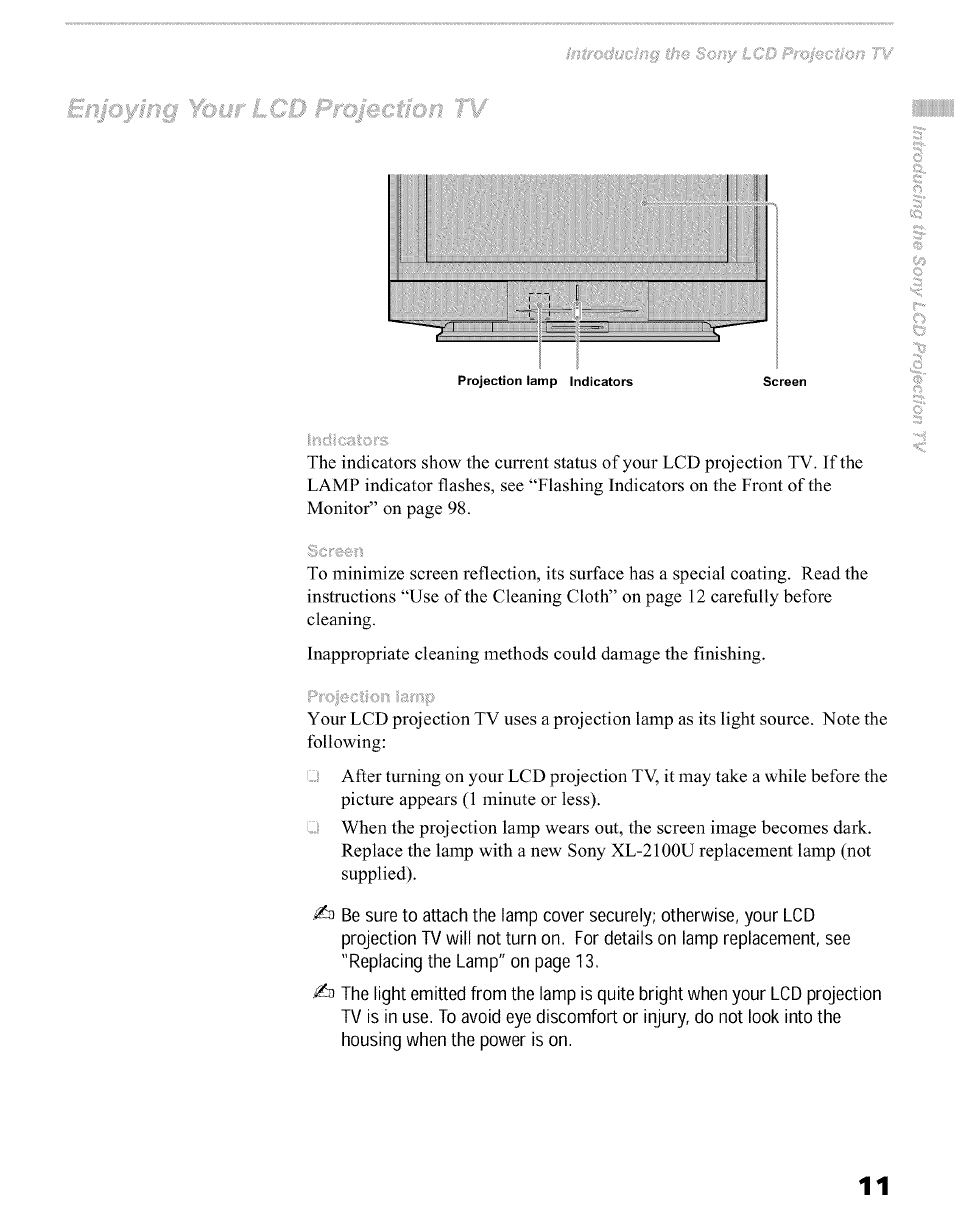 Sony KFO50WE610 User Manual | Page 11 / 104