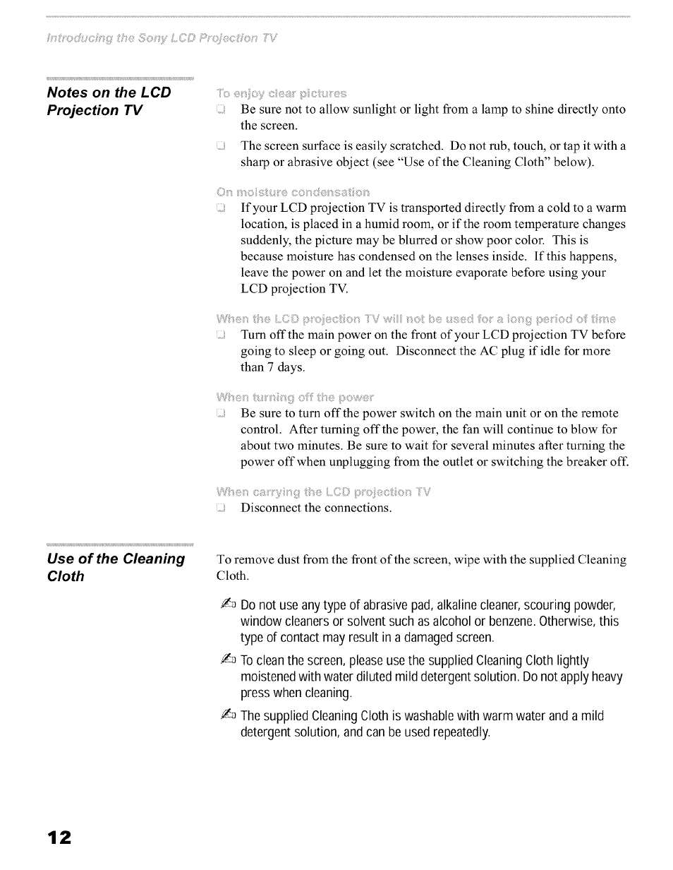 Sony KFO50WE610 User Manual | Page 12 / 104