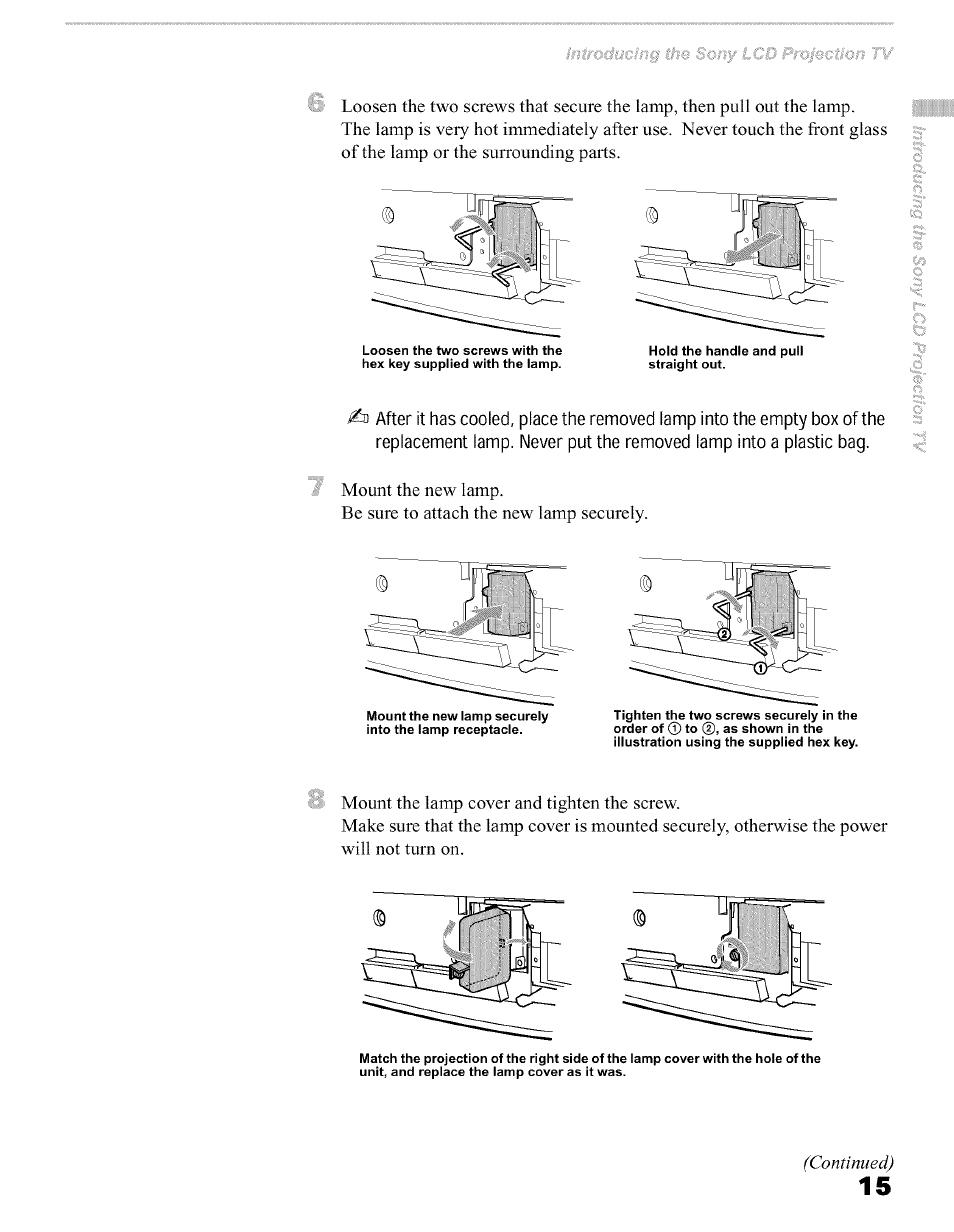 Continued) | Sony KFO50WE610 User Manual | Page 15 / 104