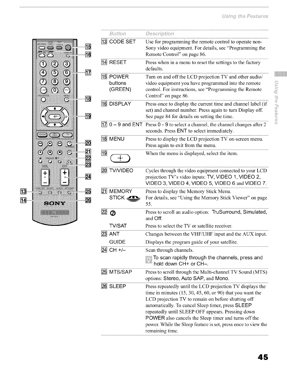 Sony KFO50WE610 User Manual | Page 45 / 104