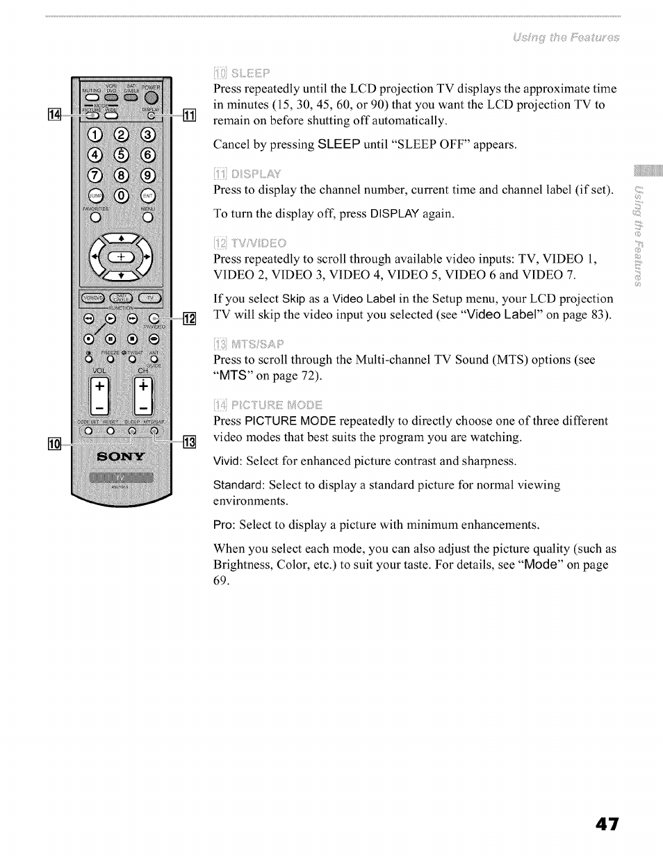 O o q o, D (3) | Sony KFO50WE610 User Manual | Page 47 / 104
