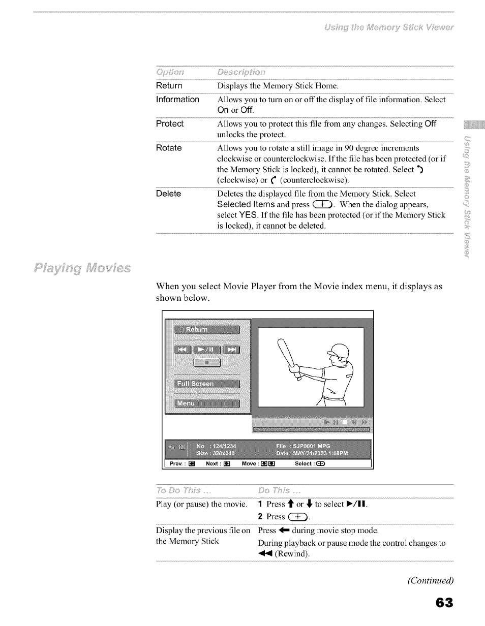 Continued) | Sony KFO50WE610 User Manual | Page 63 / 104