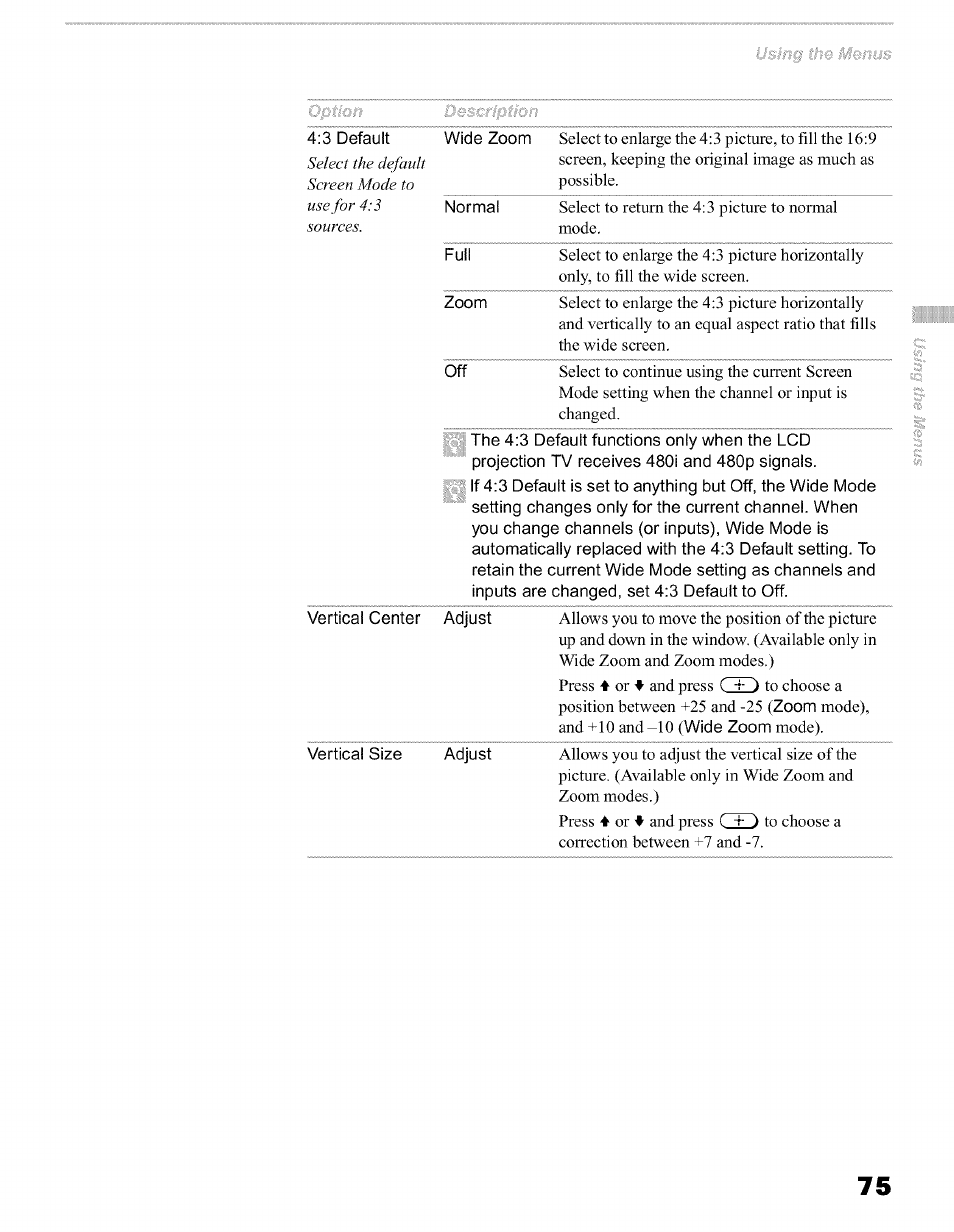 Sony KFO50WE610 User Manual | Page 75 / 104