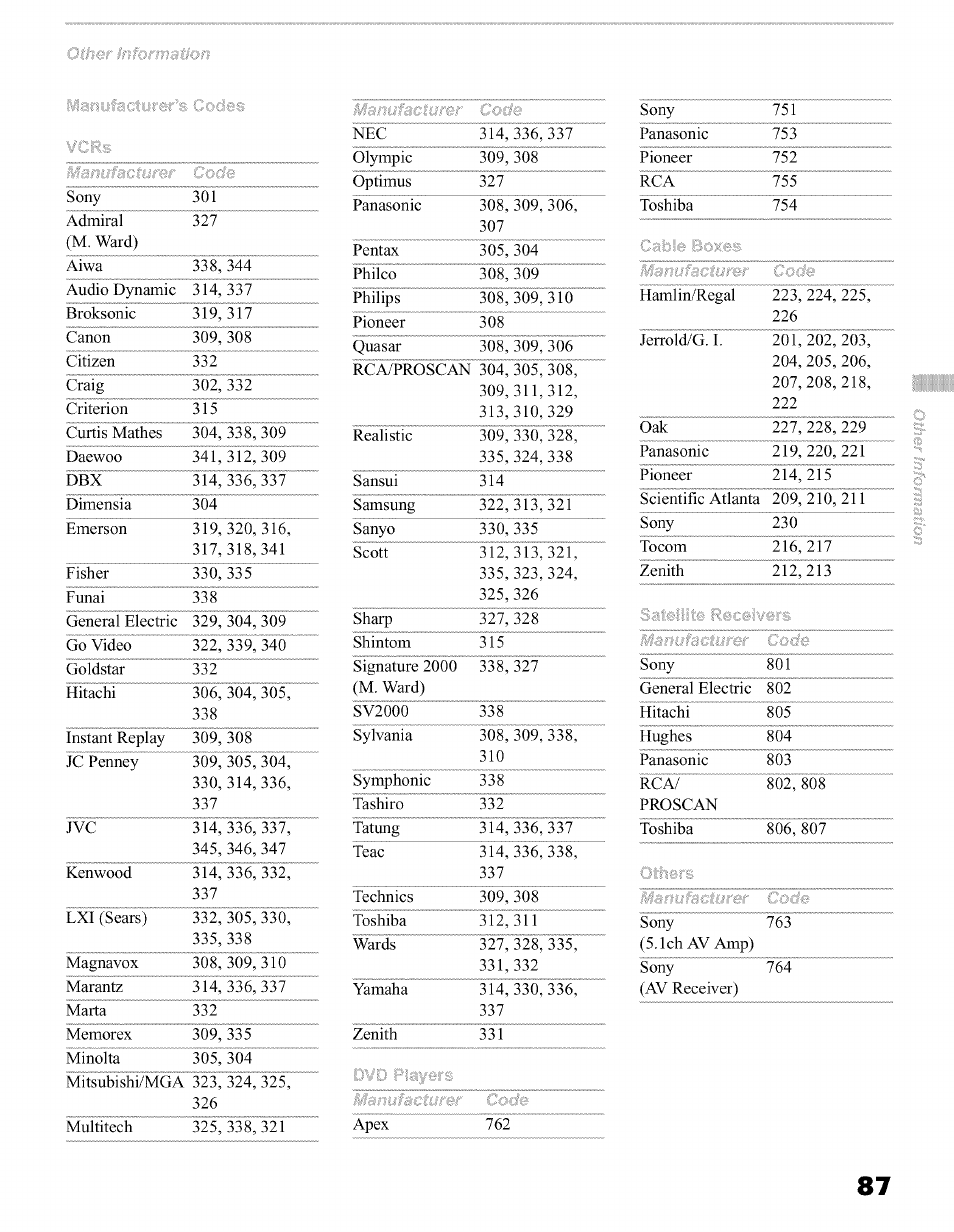 Sony KFO50WE610 User Manual | Page 87 / 104