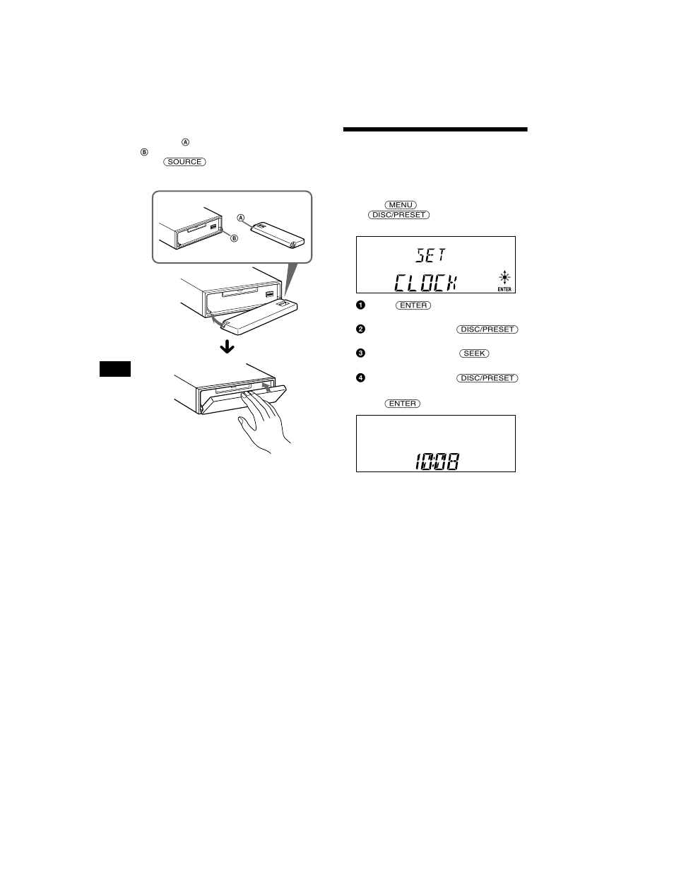 Setting the clock | Sony MDX-CA680X User Manual | Page 8 / 28