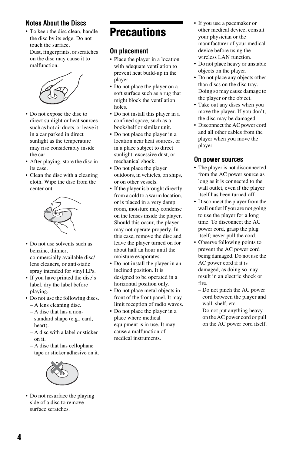 Precautions | Sony BDP-S770 User Manual | Page 4 / 39