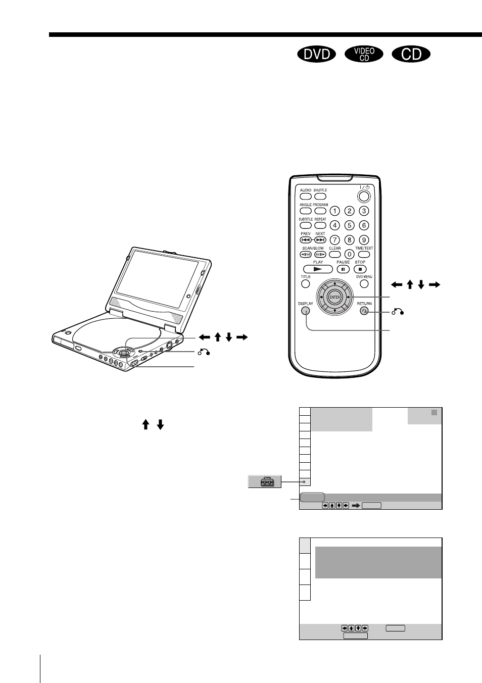 Using the setup display | Sony DVP-F5 User Manual | Page 76 / 120