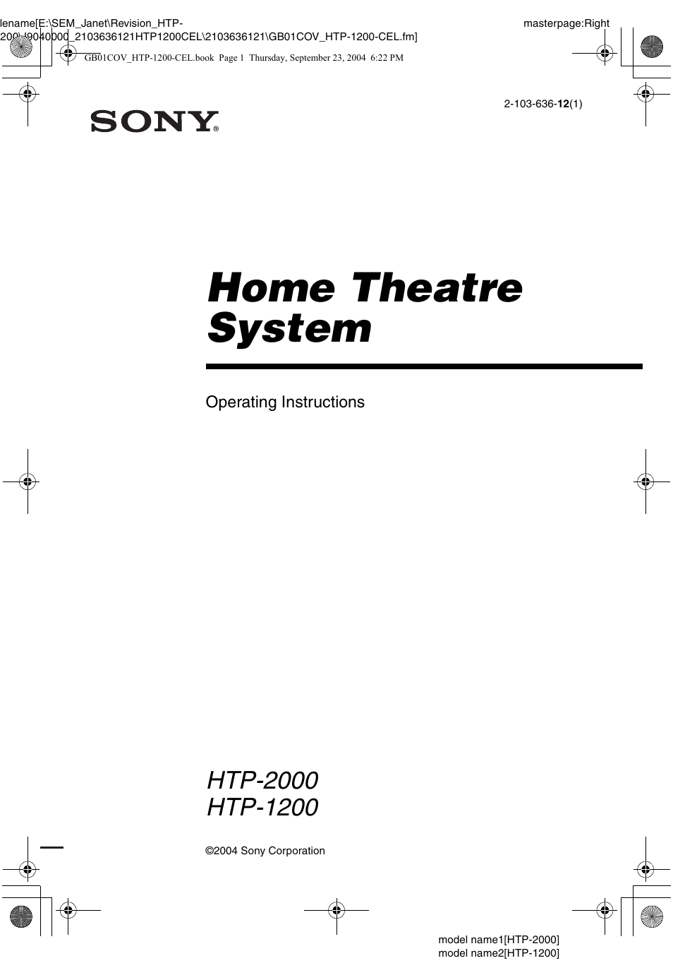 Sony HTP-2000 User Manual | 40 pages