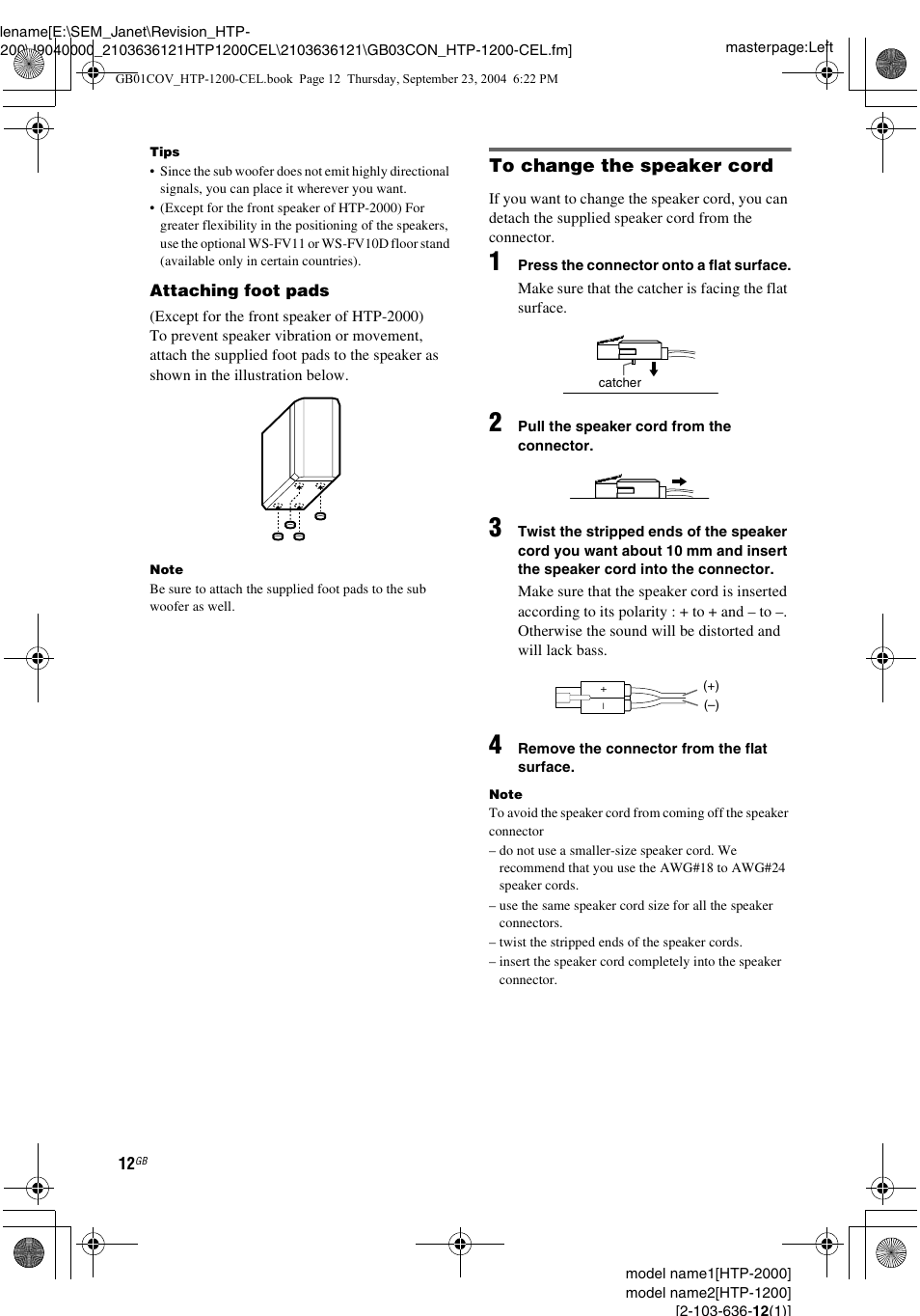 Sony HTP-2000 User Manual | Page 12 / 40