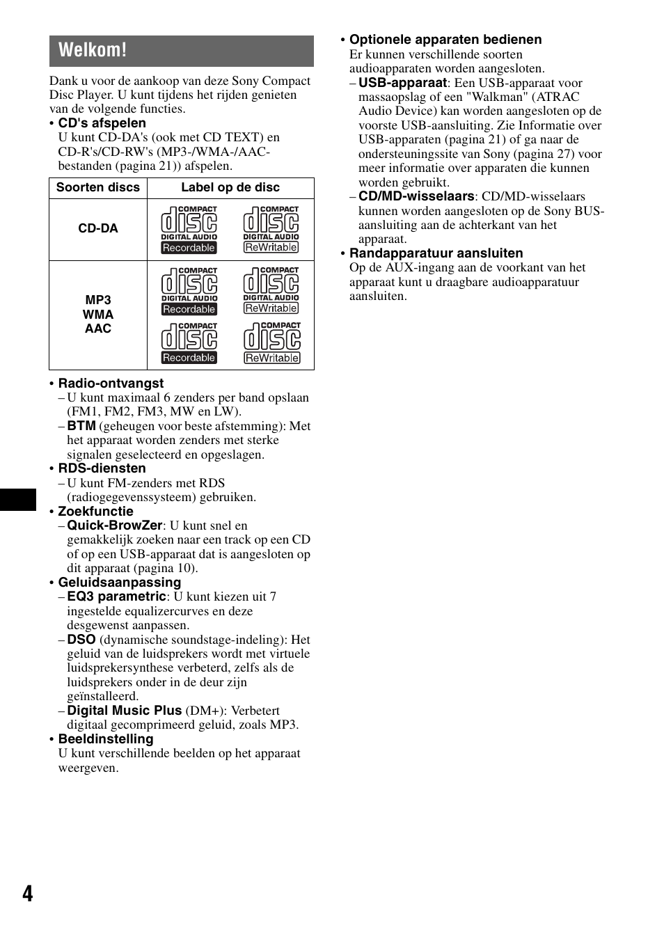 Welkom | Sony CDX-GT828U User Manual | Page 116 / 140