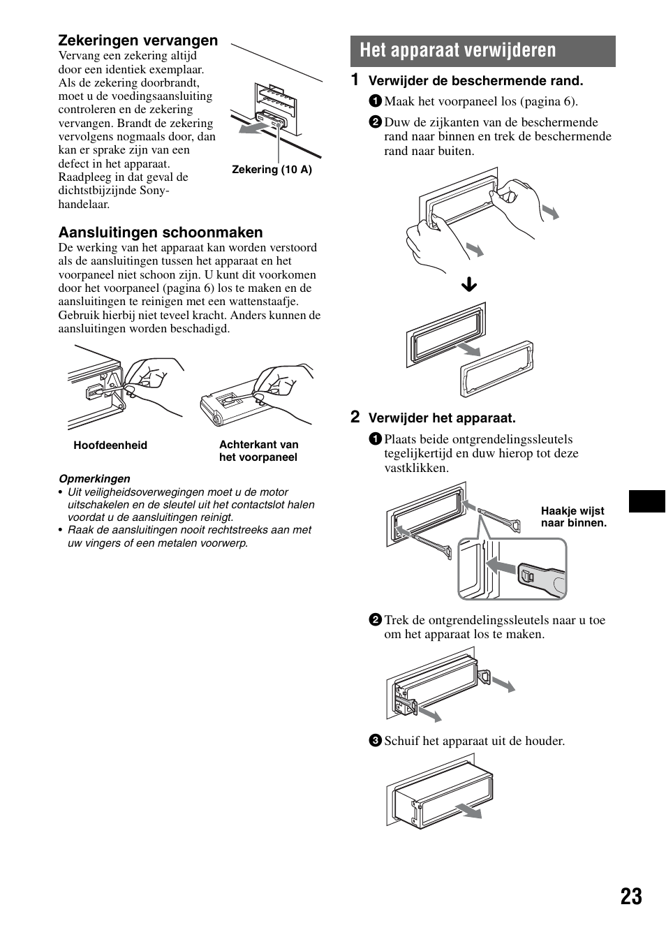 Het apparaat verwijderen | Sony CDX-GT828U User Manual | Page 135 / 140