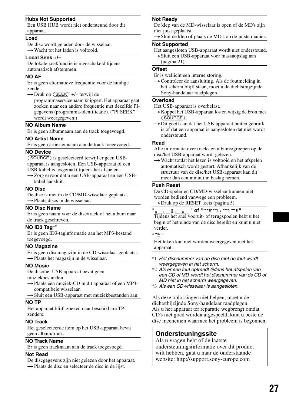 Ondersteuningssite | Sony CDX-GT828U User Manual | Page 139 / 140