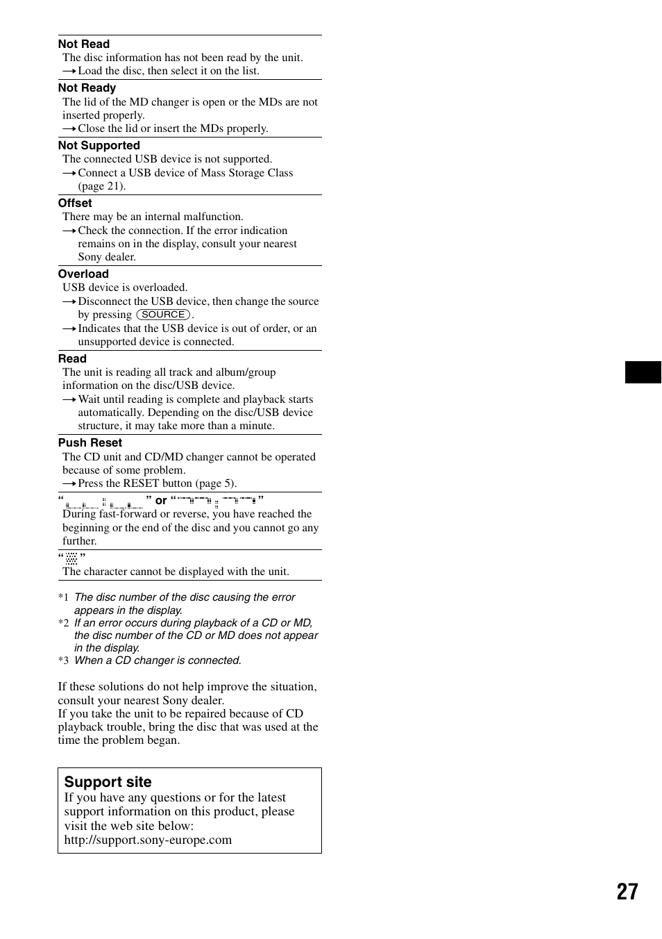 Support site | Sony CDX-GT828U User Manual | Page 27 / 140