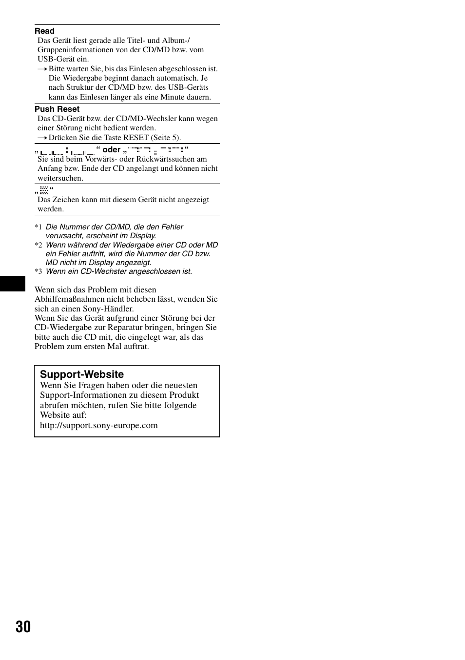 Seite 30, Support-website | Sony CDX-GT828U User Manual | Page 56 / 140