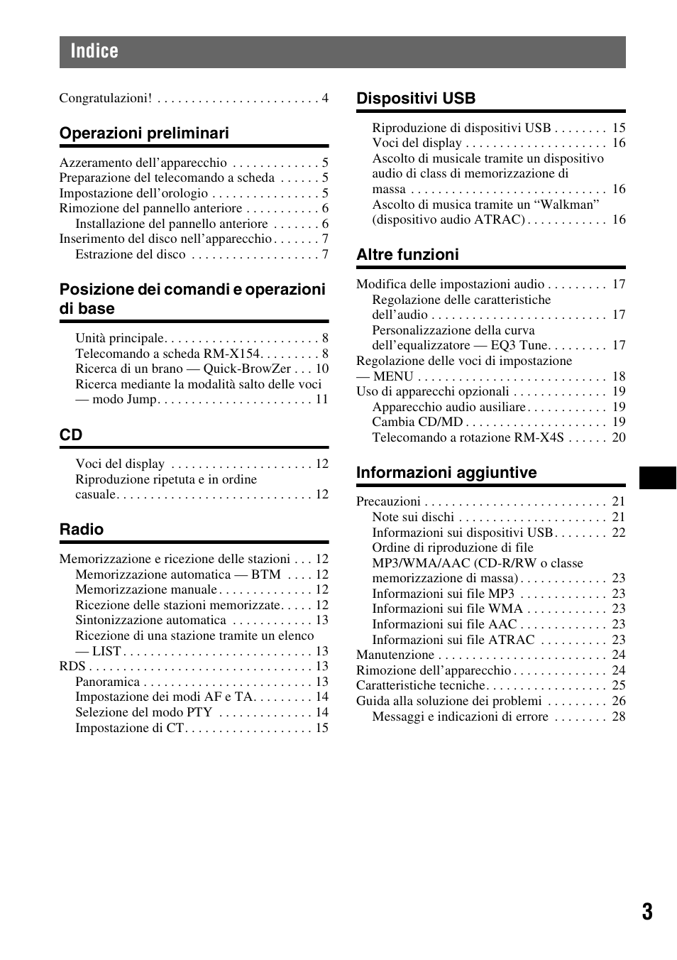 Indice | Sony CDX-GT828U User Manual | Page 87 / 140