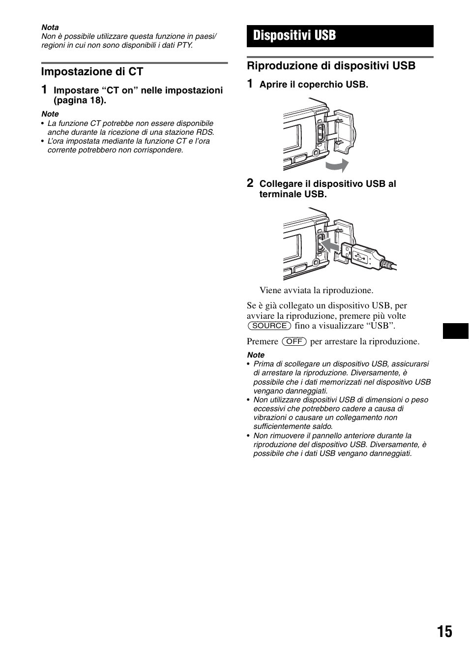 Impostazione di ct, Dispositivi usb, Riproduzione di dispositivi usb | Sony CDX-GT828U User Manual | Page 99 / 140