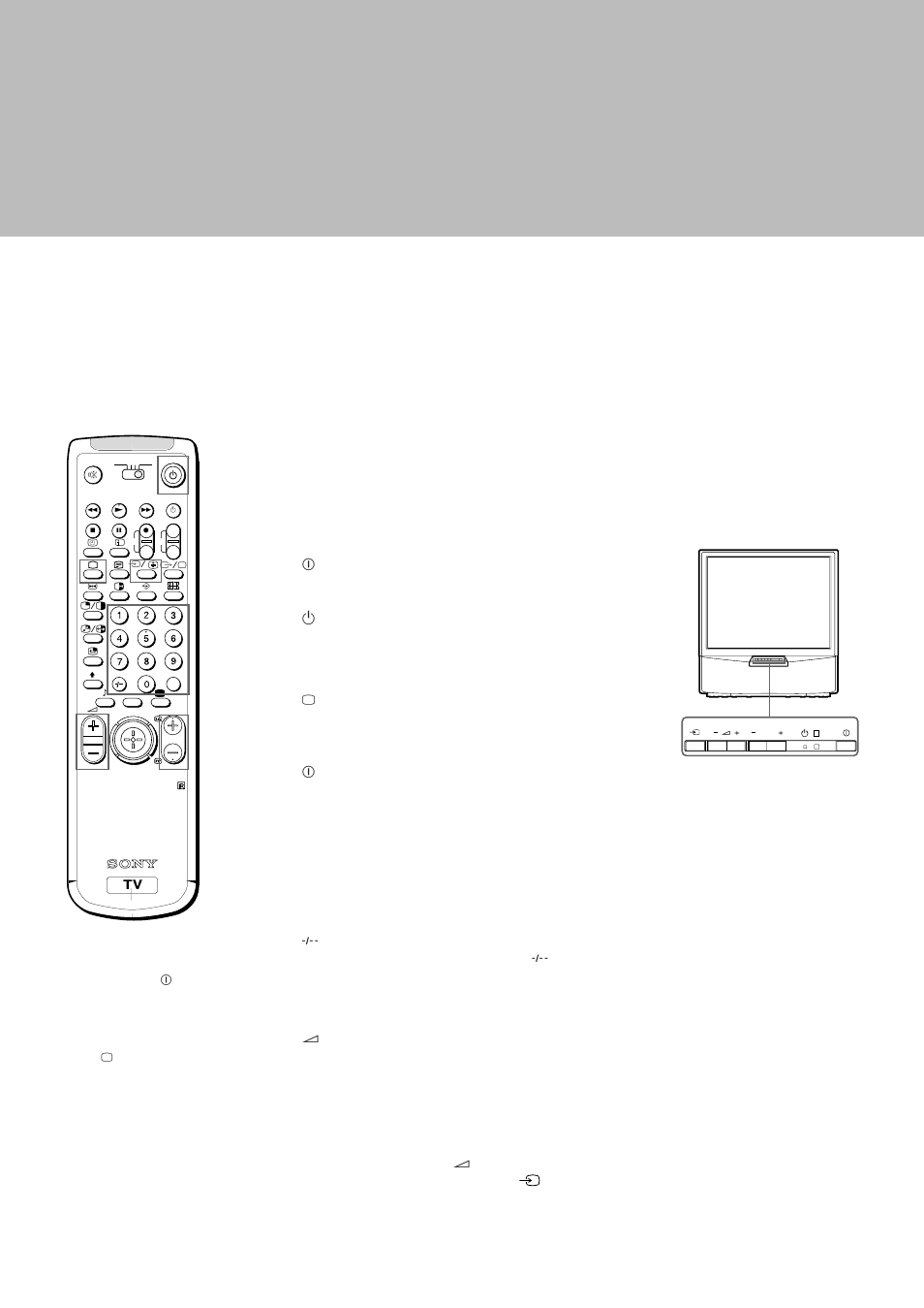 Operating instructions, Watching the tv, Switching the tv on and off | Selecting tv programmes, Adjusting the volume, Operating the tv using the buttons on the tv, Switching on, Switching off temporarily, Switching off completely | Sony KP-41S5K User Manual | Page 14 / 146