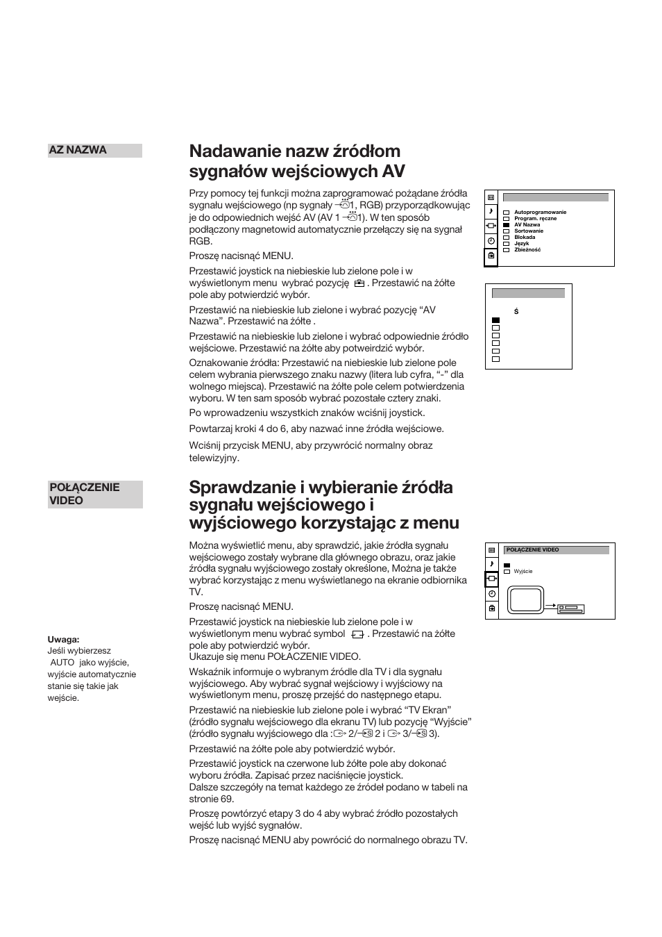 Nadawanie nazw źródłom sygnałów wejściowych av | Sony KP-41S5K User Manual | Page 70 / 146