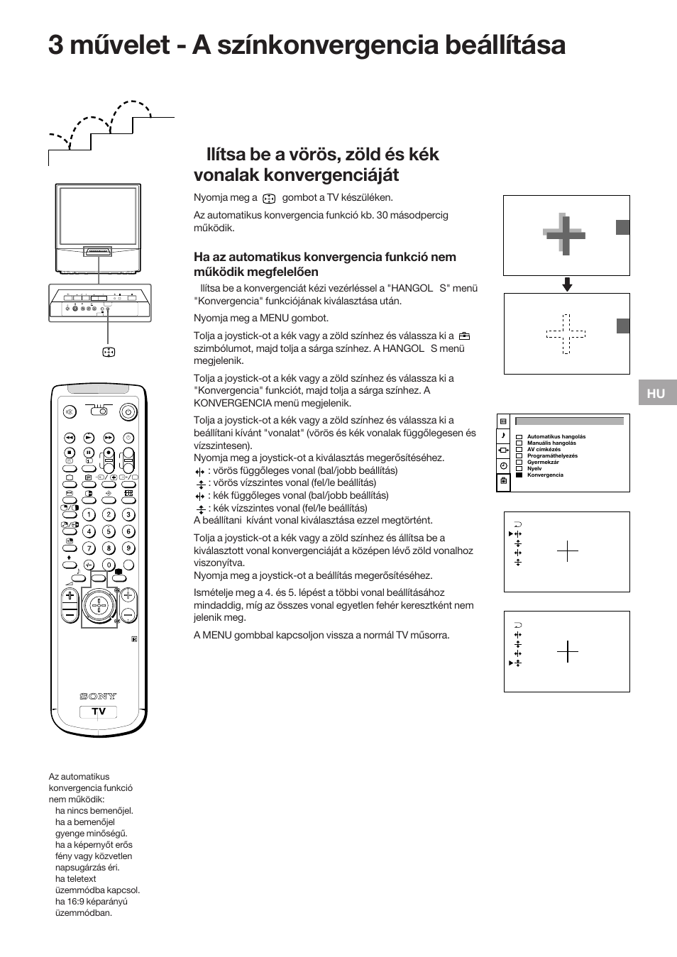 3 művelet - a színkonvergencia beállítása | Sony KP-41S5K User Manual | Page 81 / 146